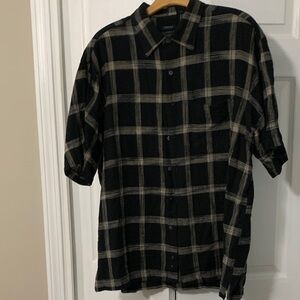 St. John's Bay Men's Black and Tan Checkered Shirt